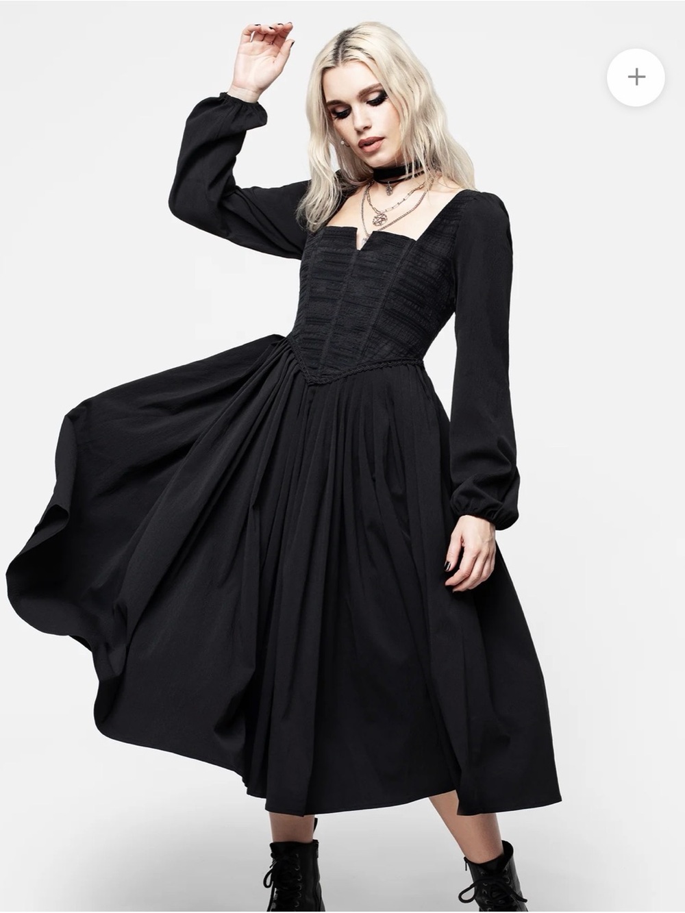 Disturbia Mina Corset Midi Dress Gothic Cottagecore Black US 12 / UK 16 NWT - Picture 11 of 12